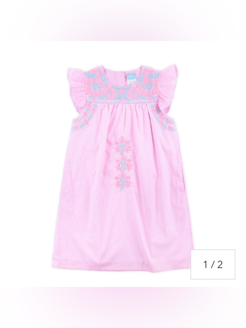 Classic Whimsy Pink Gingham Embroidered Women's Beach Dress (NWT)